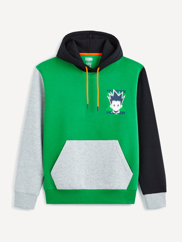 Celio Zelená pánska mikina Celio Hunter x Hunter