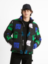 Celio Zeleno-čierna pánska prešívaná zimná bunda Celio Hunter & Hunter