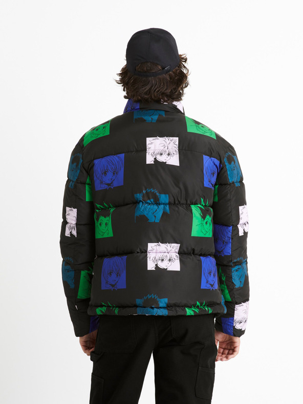 Celio Zeleno-čierna pánska prešívaná zimná bunda Celio Hunter & Hunter