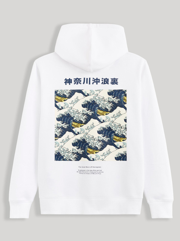 Celio Biela mikina s kapucňou Celio Hokusai