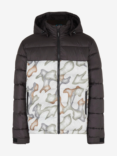 O'Neill Bielo-čierna vzorovaná pánska zimná bunda O'Neill O'RIGINALS PUFFER JACKET