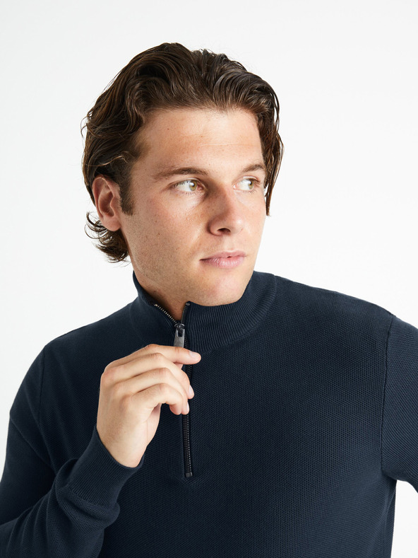 Celio Tmavomodrý pánsky sveter Celio Celim