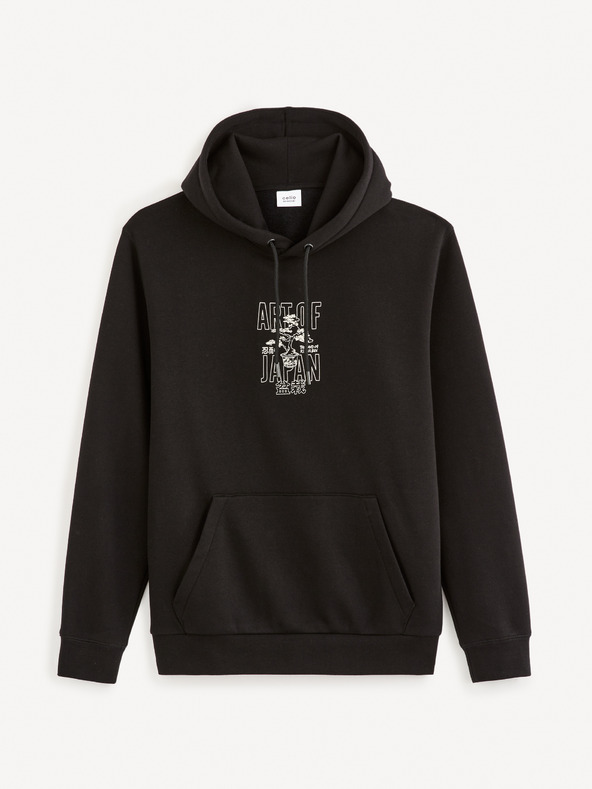 Celio Čierna pánska mikina s kapucňou Celio Fejabowl