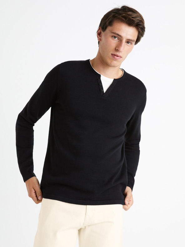 Celio Čierny pánsky sveter Celio Felano