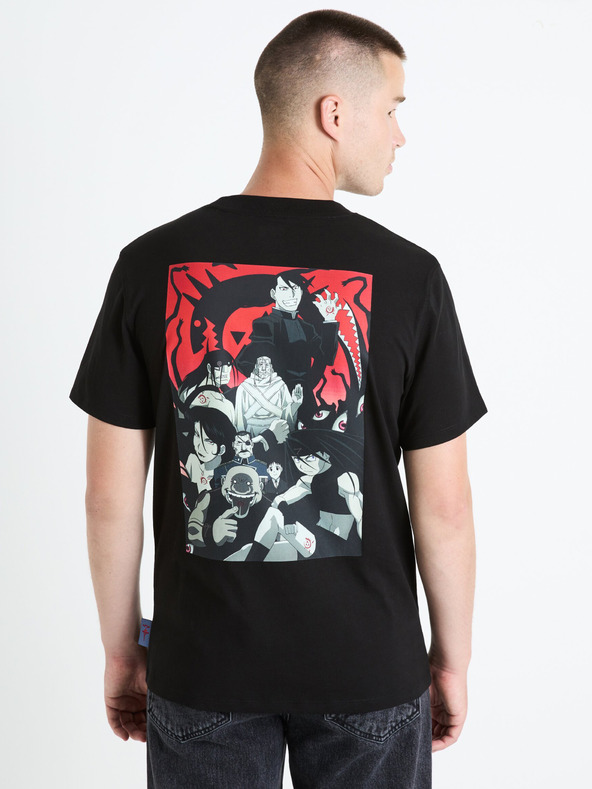 Celio Čierne pánske tričko Celio Fullmetal Alchemist