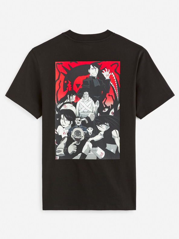 Celio Čierne pánske tričko Celio Fullmetal Alchemist