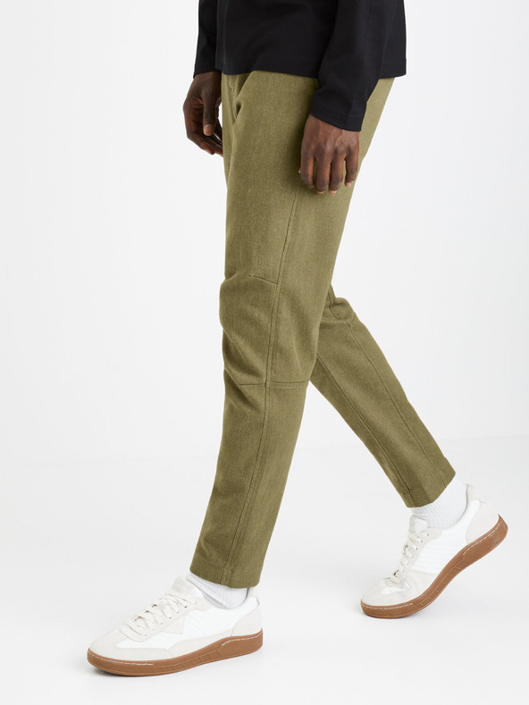 Celio Khaki pánske skrátené nohavice Celio Fodamso