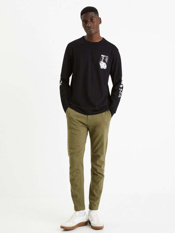 Celio Khaki pánske skrátené nohavice Celio Fodamso