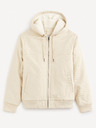 Celio Krémová pánska bunda z umelej kožušiny Celio Fuhoodie