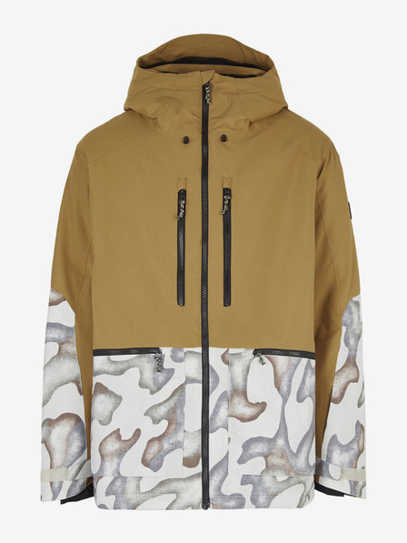 O'Neill Krémová a horčicová pánska lyžiarska/snowboardová bunda O'Neill Texture