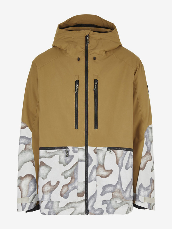 O'Neill Krémová a horčicová pánska lyžiarska/snowboardová bunda O'Neill Texture