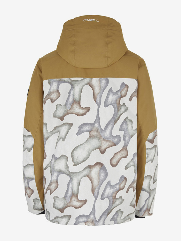 O'Neill Krémová a horčicová pánska lyžiarska/snowboardová bunda O'Neill Texture