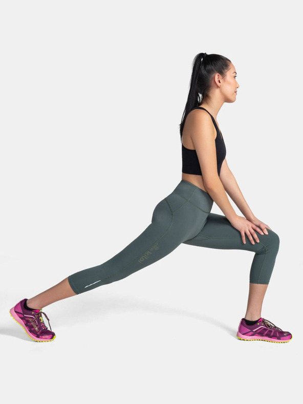 Kilpi Tmavozelené dámske trojštvrťové športové legíny Kilpi AMIRA