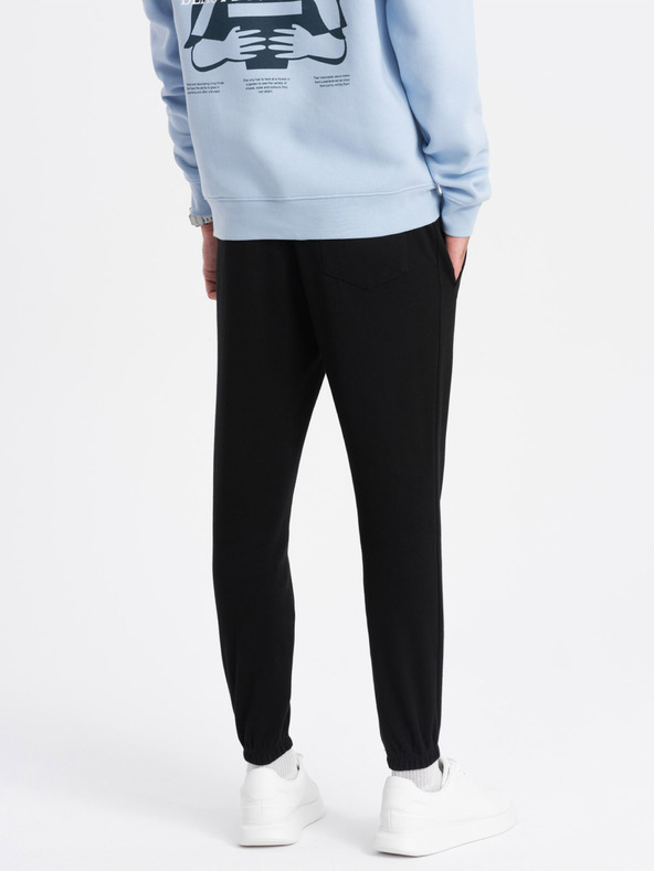 Ombre Clothing Čierne pánske tepláky Ombre Oblečenie CARROT