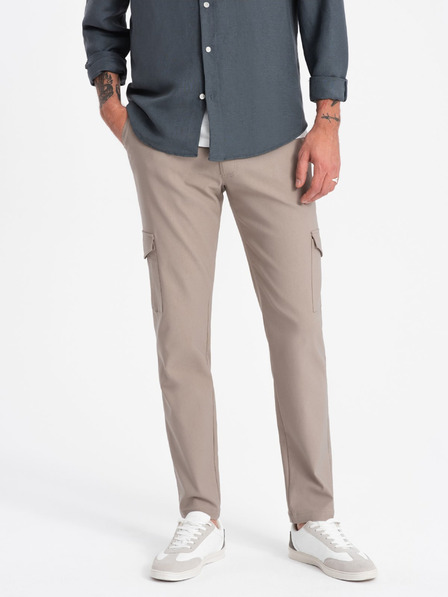 Ombre Clothing Béžové pánske nohavice Cargo Ombre Oblečenie