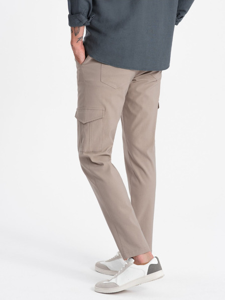Ombre Clothing Béžové pánske nohavice Cargo Ombre Oblečenie