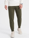 Ombre Clothing Tmavozelené pánske tepláky Ombre Oblečenie