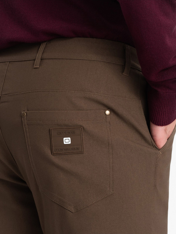 Ombre Clothing Khaki pánske cargo nohavice Ombre Oblečenie