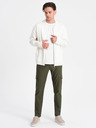 Ombre Clothing Tmavo zelené pánske cargo nohavice Ombre Oblečenie