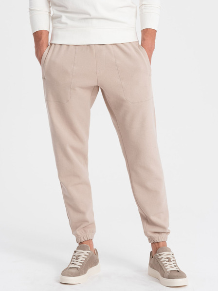 Ombre Clothing Béžové pánske tepláky Ombre Clothing CARROT