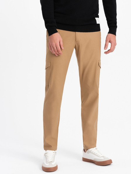 Ombre Clothing Svetlohnedé pánske cargo nohavice Ombre Oblečenie