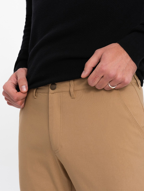 Ombre Clothing Svetlohnedé pánske cargo nohavice Ombre Oblečenie