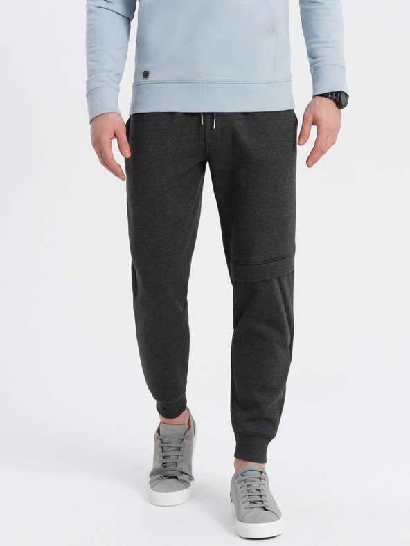 Ombre Clothing Tmavošedé pánske tepláky Ombre Oblečenie