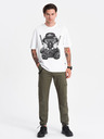 Ombre Clothing Tmavo zelené pánske cargo nohavice Ombre Oblečenie