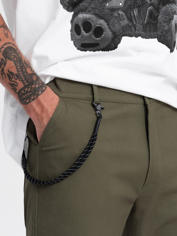 Ombre Clothing Tmavo zelené pánske cargo nohavice Ombre Oblečenie