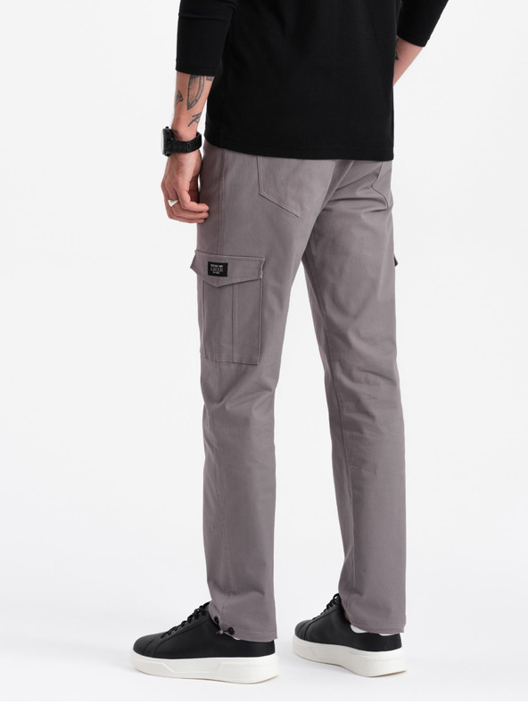 Ombre Clothing Šedé pánske cargo nohavice Ombre Oblečenie