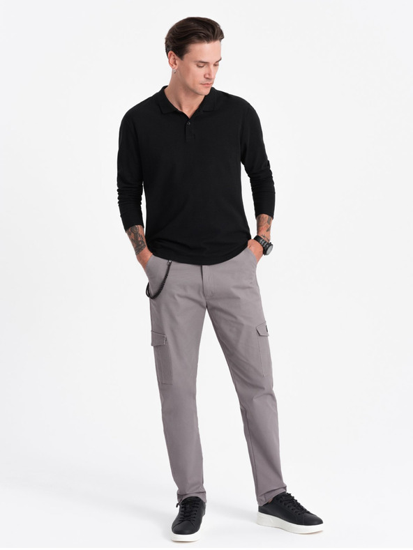 Ombre Clothing Šedé pánske cargo nohavice Ombre Oblečenie