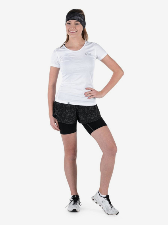 Kilpi Čierne dámske vzorované bežecké šortky 2v1 Kilpi BERGEN