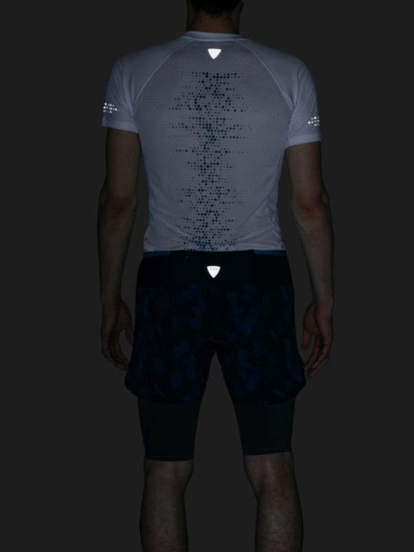 Kilpi Tmavomodré pánske vzorované bežecké šortky 2v1 Kilpi BERGEN