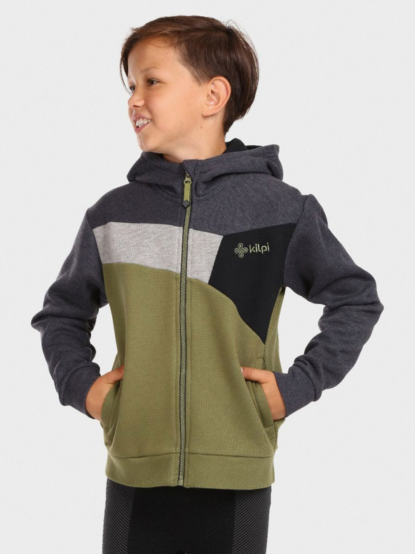 Kilpi Šedo-zelená chlapčenská mikina na zips KILPI PREDA
