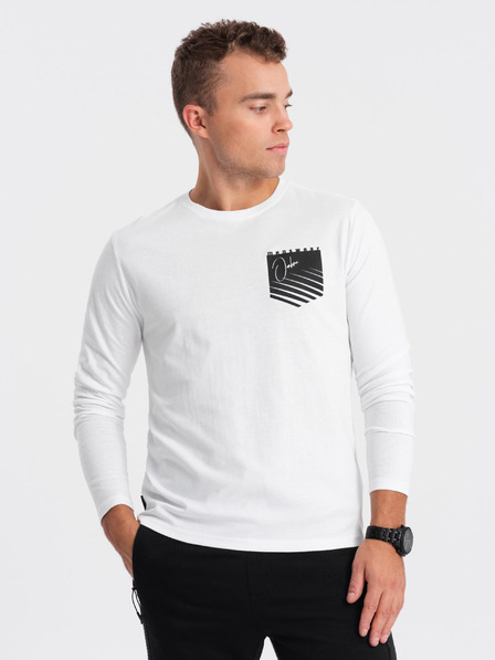 Ombre Clothing Biele pánske tričko s potlačou Ombre Clothing