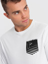 Ombre Clothing Biele pánske tričko s potlačou Ombre Clothing