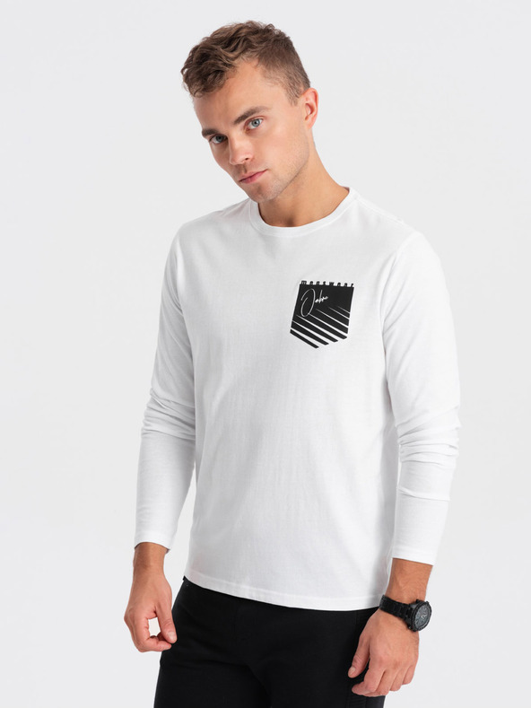 Ombre Clothing Biele pánske tričko s potlačou Ombre Clothing