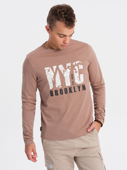 Ombre Clothing Hnedé pánske tričko Ombre Oblečenie