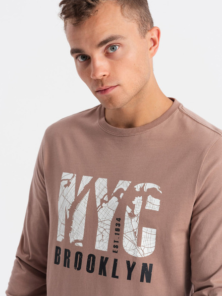 Ombre Clothing Hnedé pánske tričko Ombre Oblečenie