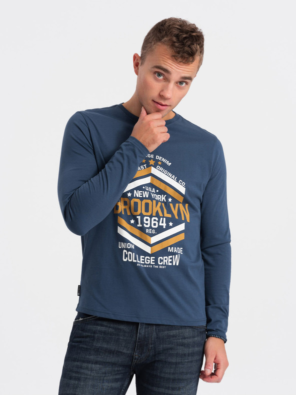 Ombre Clothing Tmavomodré pánske tričko Ombre Clothing