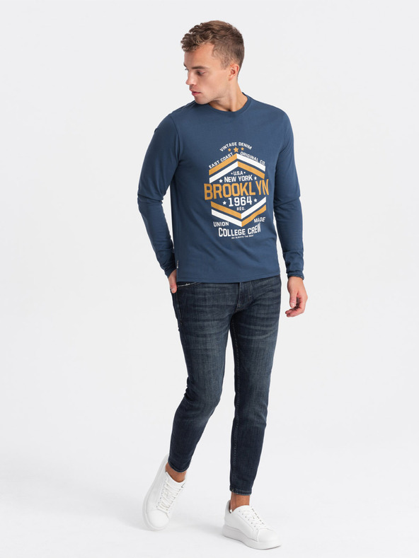 Ombre Clothing Tmavomodré pánske tričko Ombre Clothing