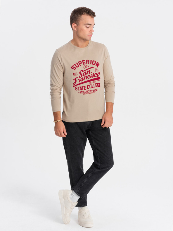 Ombre Clothing Béžové pánske tričko Ombre Clothing