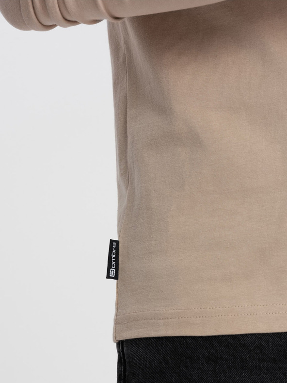 Ombre Clothing Béžové pánske tričko Ombre Clothing