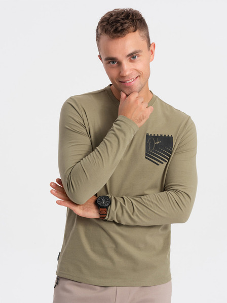 Ombre Clothing Khaki pánske tričko Ombre Oblečenie