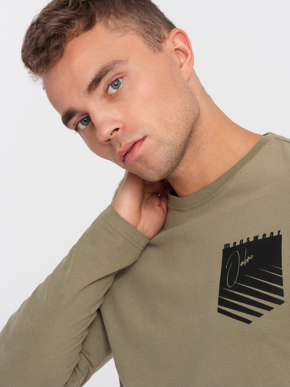 Ombre Clothing Khaki pánske tričko Ombre Oblečenie