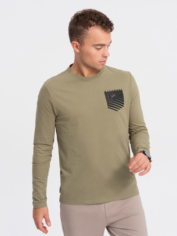 Ombre Clothing Khaki pánske tričko Ombre Oblečenie