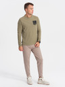 Ombre Clothing Khaki pánske tričko Ombre Oblečenie