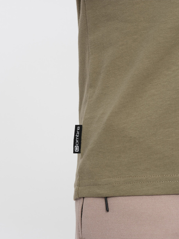 Ombre Clothing Khaki pánske tričko Ombre Oblečenie