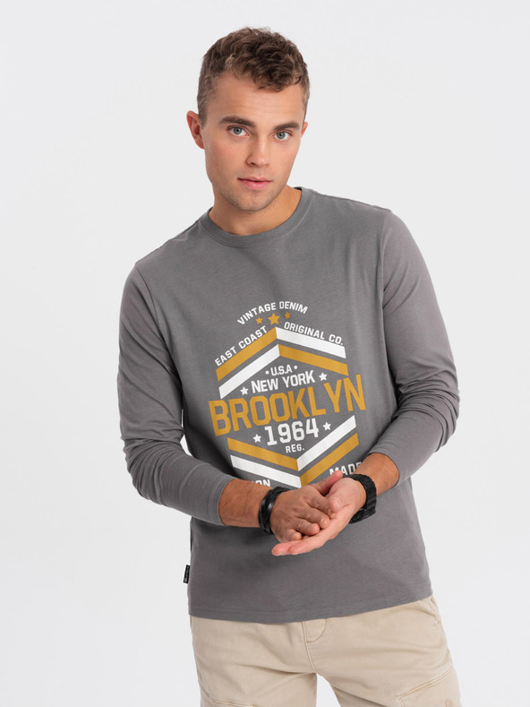 Ombre Clothing Šedé pánske tričko Ombre Oblečenie