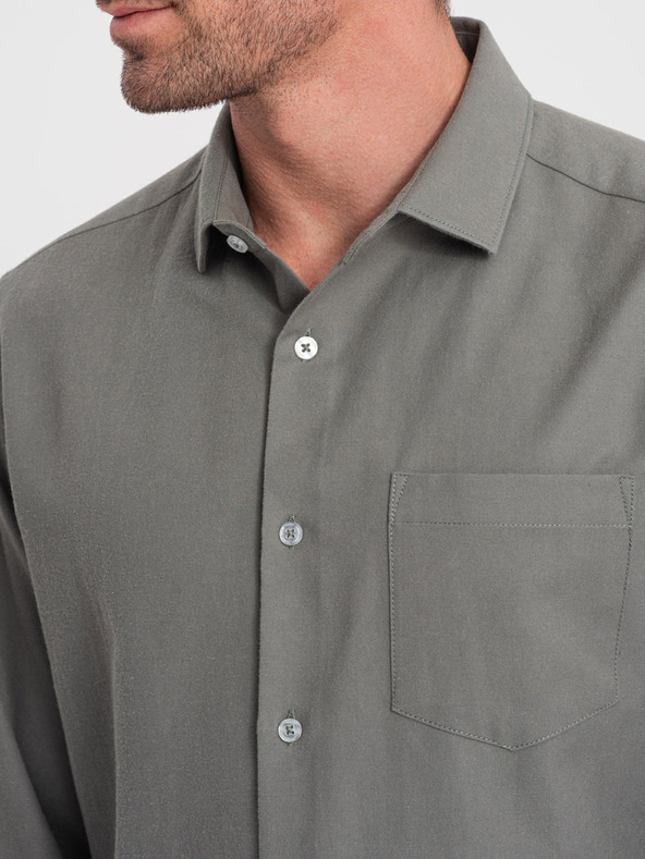 Ombre Clothing Khaki pánska košeľa Ombre Oblečenie